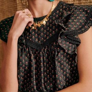 Sézane Florencina Blouse, sz 38 (US 8, generous fit)